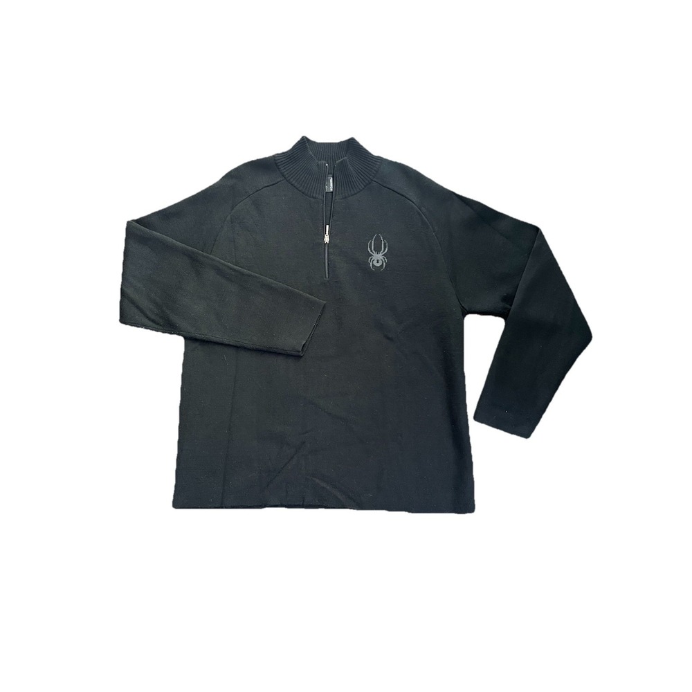 Spyder wool‎ blend half-zip sweater Size XL Mens Black Heavyweight 2009 Hiking